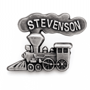 3D lapel pin of a train show lots of dimension, crafted by The Pin Center