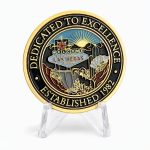 Soft enamel coin featuring the Las Vegas strip