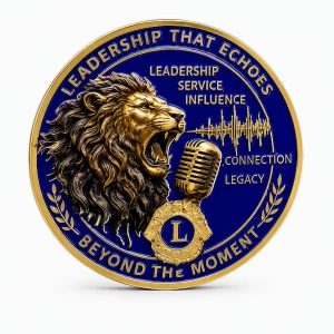 3D pin of a roaring lion, representing the Lions Club International, create by The Pin Center