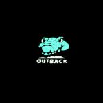 Glow-in-the-dark crocodile pin in total darkness, highlighting the glowing elements of the Outback logo and the croc