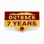Years of Service lapel pins for 7 years, featuring the number of years, Outback logo and a rhinestone detail.
