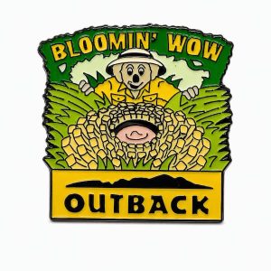 ‘Bloomin Wow’ pin featuring a safari‑themed koala discovering a Bloomin’ Onion hidden in the brush.