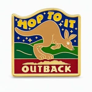 a cartoon kangaroo with the phrase "hop to it" above and the Outback logo below