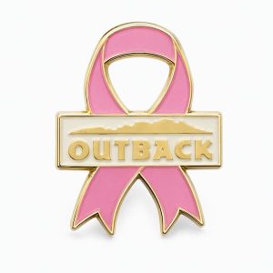 Pink Ribbon Outback lapel pin to raise breast cancer awareness